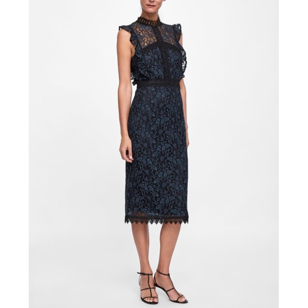 Zara Black/Green Lace Dress